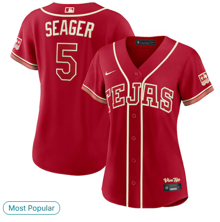 women Texas Rangers #5 Seager red Nike 2026 MLB City Connect Jersey->youth mlb jersey->Youth Jersey